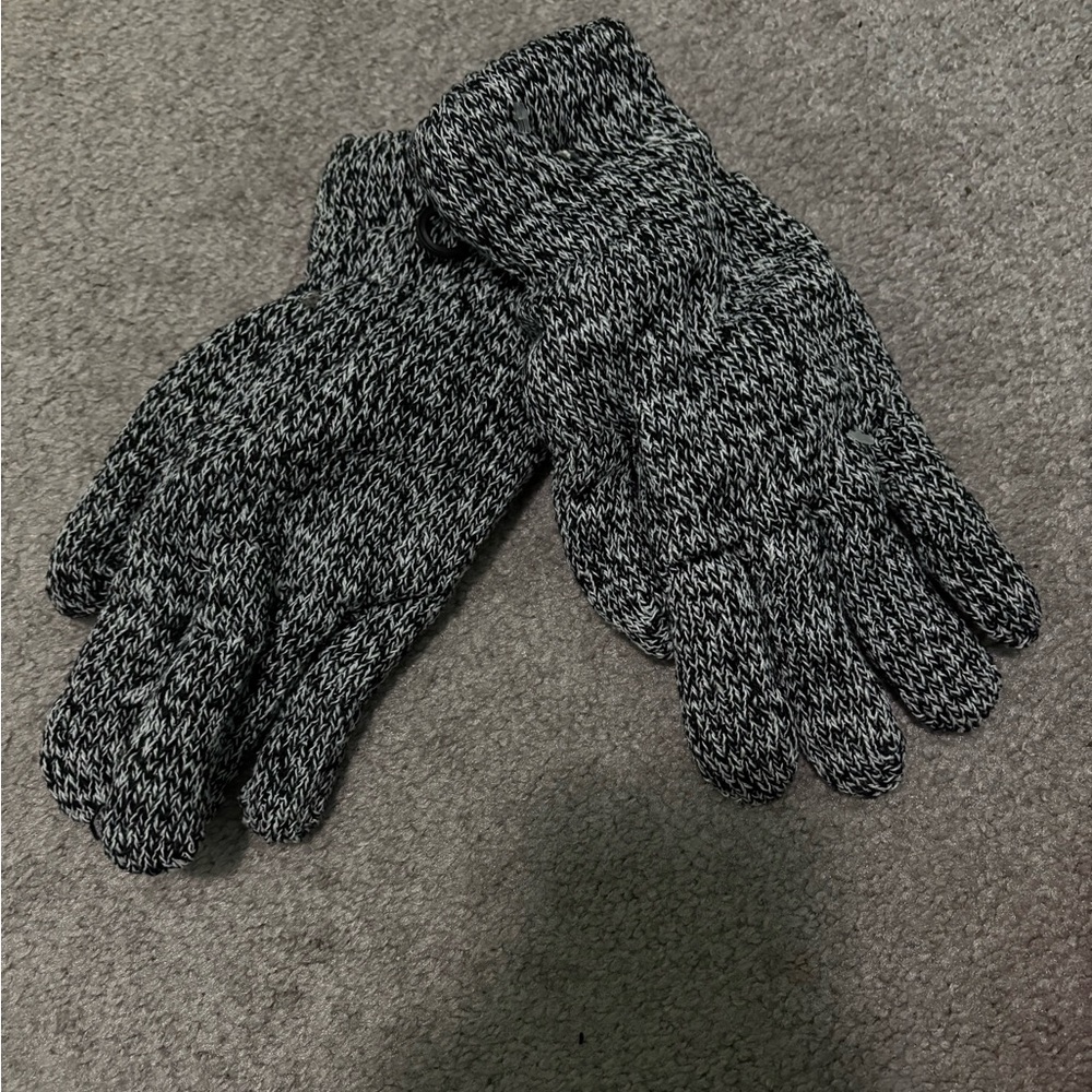 Men's Black and Gray Knit Gloves